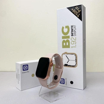 Смарт Часы T500+ plus розовый Smart Watch с сменным ремешком смарт вотч звонки уведомления