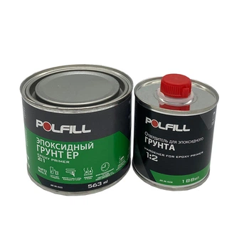 Грунт епоксидний Polfill, "мокро на мокро", із затверджувачем, 2K, 2:1, 375+188ml, сірий, 43225+4323