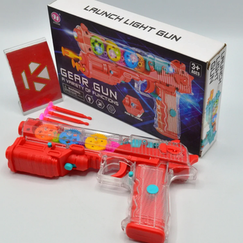 Прозорий інтерактивний іграшковий пістолет з липучками Червоний Gear Light Gun ABC