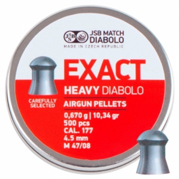 Пули JSB Diabolo Exact Heavy, 4,52 мм, 0,670 гр, 500шт