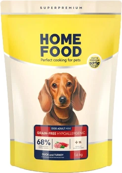 Беззерновий гіпоалергенний сухий корм Home Food для дорослих собак малих порід Качка та індичка