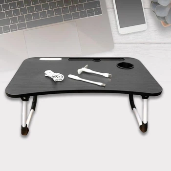 Подставка столик для ноутбука Laptop Table с 4 USB портами фонариком и вентилятором, Черный