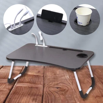 Подставка для ноутбука столик Laptop Table с 4 USB портами фонариком и вентилятором, Черный