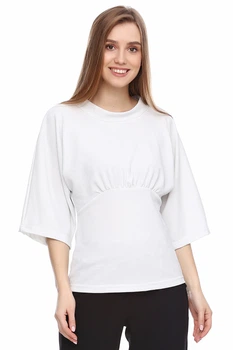Жіноча блуза приталеного крою з широкими рукавами LadyLike 40 Білий (ll2170670001343)