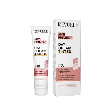 Тональный крем для лица отбеливающий Revuele Anti Pigment Day Cream Tinted SPF50 40 мл