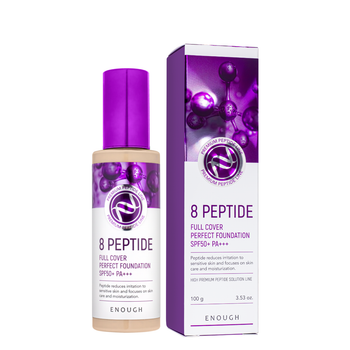 Тональный крем для лица Enough 8 Peptide Full Cover Perfect Foundation 100 мл, № 21 Песочно-бежевый