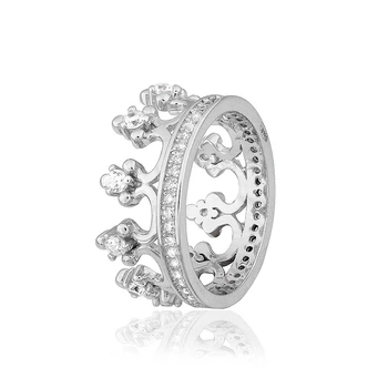 Серебряное кольцо корона с фианитами, Размер 18,5, Вес: 3.1 г