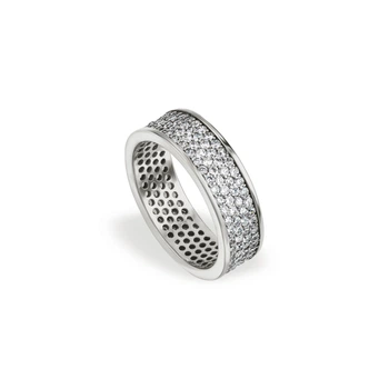 Серебряное кольцо дорожка шайба с фианитами, Размер 19,5, Вес: 3.9 г