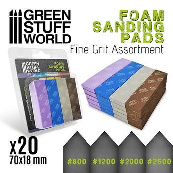 Шлифувальна губка GREEN STUFF WORLD Foam Sanding Pads - Fine Grit Assortment (pack x20)