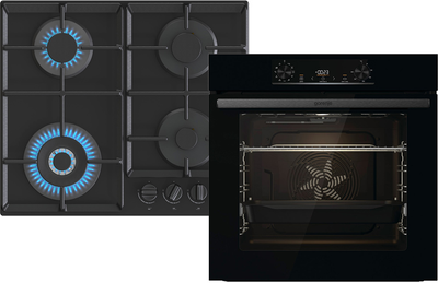 Духовой шкаф электрический Gorenje BO6735E05B + Варочная поверхность газовая Gorenje GTW641EB (комплект SET BlackMet GoGW)