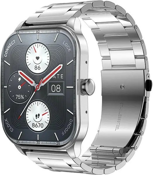 Умные часы с металлическим ремешком Amazfit Pop 3S Metal Silver (Metallic Strap)