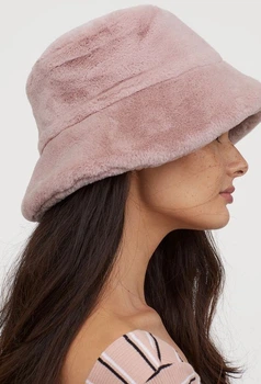 Панама зимняя женская утепленная меховая One Size, шляпа теплая для девушек Розовый