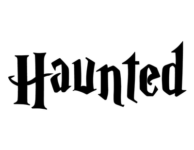 Наклейка на Авто / Мото / Витрину на Стекло Кузов " Хэллоуин - Halloween - Преследуемый - Haunted " черный цвет
