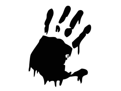 Наклейка на Авто / Мото / Витрину на Стекло Кузов " Хэллоуин - Halloween - Кровь - Рука - Bloody " черный цвет