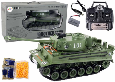 Танк на радіокеруванні Leantoys Tiger RC Зелений (5905679078068)