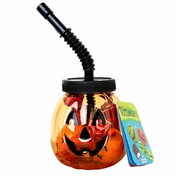 Стакан с трубочкой оранжевая Тыква Halloween Pumpkin Windel со сладостями