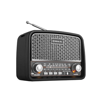 Колонка-радиоприемник портативный Real-El X-520 Black, 3 Вт, пластиковый корпус, FM/AM/SW, USB, SD/microSD, аккумулятор