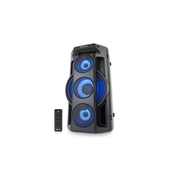 Колонка портативна REAL-EL 2 x 32.5 Вт, пульт, пластиковий корпус, Bluetooth, MicroSD / USB, живлення від акумулятора, 8800мА * год