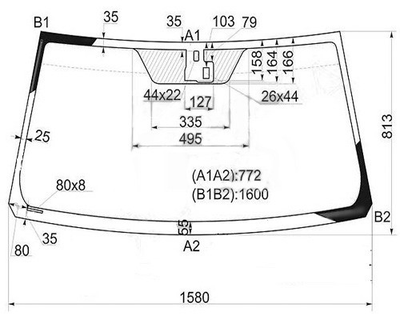 Скло лобове XYG для LEXUS LX 570 08-22, TOYOTA LAND CRUISER 07-21 (J200) 8378AGNGNPV