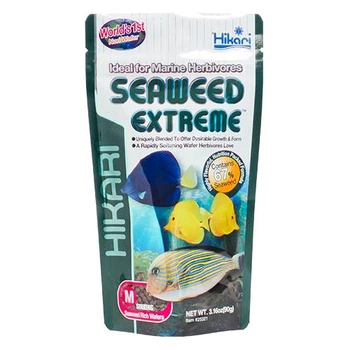 Корм Hikari Marine Seaweed Extreme Wafer 250г (диски) ~2мм для взрослых морских травоядных и всеядных рыб длиной 10+ см Тонущий
