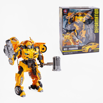 Трансформер автобот Бамблби Bumblebee трансформируется в машинку Металлические элементы Оружие Размер 28 см