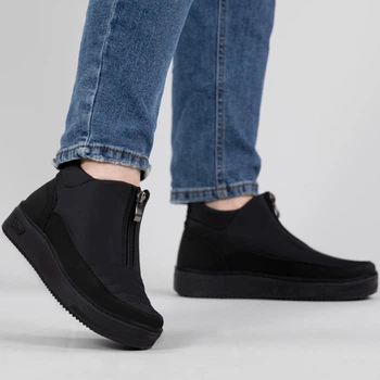 Дутики жіночі KL-Shoes з хутром короткі на широку ногу 40 26 см чорні (МК 1)