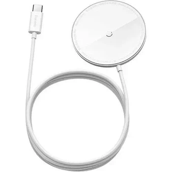 Бездротовий зарядний пристрій Baseus Simple Mini Magnetic Wireless Charger For IP12 with Type-C Cable WXJK-F02 White