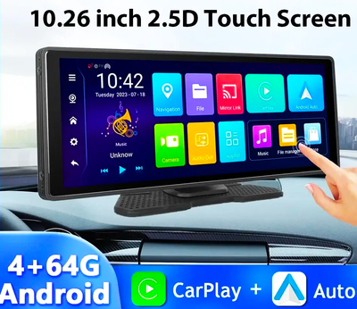 Відеореєстратор на торпеду 10.26" 4K Full HD сенсор 4G Sім GPS Android Wi-Fi Carplay Android Auto Hands-Free FM-трансмітер 2 камери KST99
