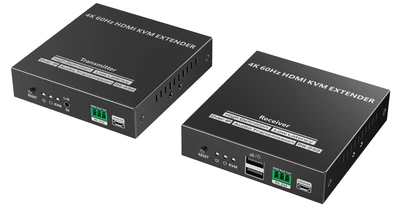 Удлинитель 4K 60Гц HDMI KVM (USB-клавиатура и мышь) по витой паре или поверх IP до 120 м Lenkeng LKV582KVM