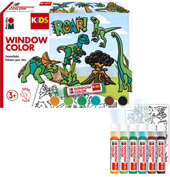 Zestaw kolorów okien dla dzieci Marabu Fun and Fancy Dinosaur 6 x 25 ml (4007751960337)