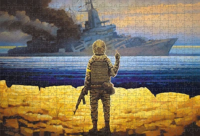 Пазл картонний Ukrainian Puzzles "Русскій воєнний корабль... ВСЬО!" 500 елементів