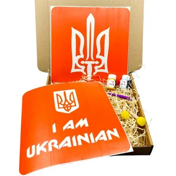 Набор для рисования по ткани «I Am Ukrainian, Тризуб» Fresh Tattoo paint-n064-n059