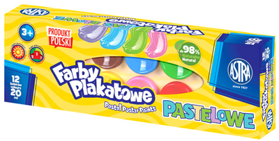 Farby plakatowe Astra 12 kolorów 20 ml (5901137165691)