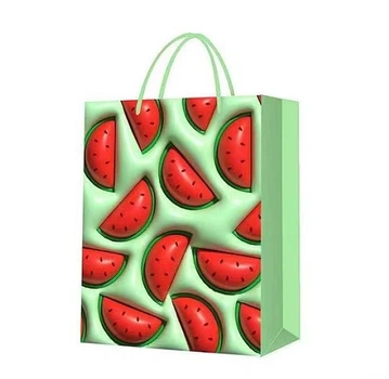 Пакет подарунковий паперовий Stenson R96983-L з ручками "Fruits 3D" 31х41х12 см