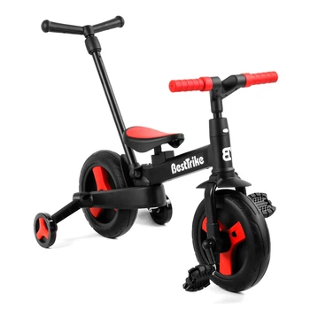 Велосипед-трансформер (біговел) з батьківською ручкою Best Trike 23031 Чорно-червоний