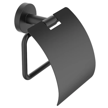 Тримач для туалетного паперу із кришкою DECOR WALTHER Basic округлий метал чорний 0530260