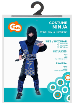 Strój karnawałowy Godan Niebieski Ninja 120-130 cm (5901238643999)