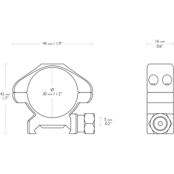 Кільця Hawke Precision Steel. d – 30 мм. Low. Weaver/Picatinny
