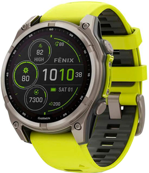 Смарт-часы Garmin Fenix 8 47mm Solar Sapphire Titanium w. Amp Yellow/Graphite Silicone Band (010-02906-20/21)