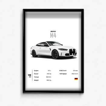 Постер в рамке bmw m4 А4
