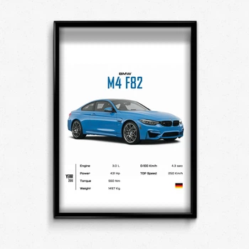 Постер в рамке bmw m4 f82 А4
