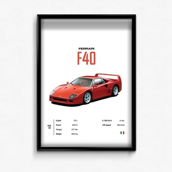 Постер в рамці ferrari f40 А4