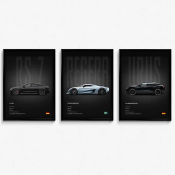 Серия постеров в рамке sports car black 2 А4