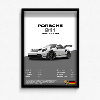 Постер в рамке line porsche 911 А4