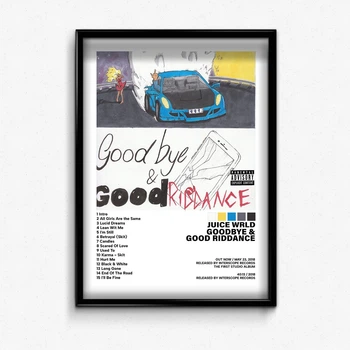 Постер в рамке с альбомом Juice WRLD Goodbye & Good Riddance А4