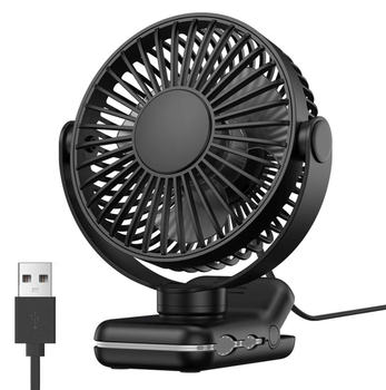 Универсальный вентилятор з зажимом Topk с вращением на 360° Black