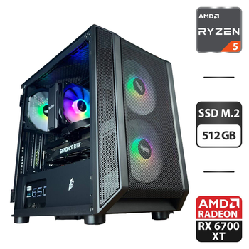 Сборка под заказ: компьютер 1stPlayer D3-3F2-PLUS Black Tower / AMD Ryzen 5 3600 (6 (12) ядер по 3.6 - 4.2 GHz) / 16 GB DDR4 / 512 GB SSD M.2 / AMD Radeon RX 6700 XT, 8 GB GDDR6, 192-bit / 650W б/у