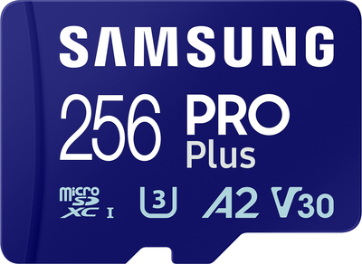 Карта памяти Samsung PRO Plus microSDXC 256GB C10 UHS-I U3 V30 A2 + SD адаптер (MB-MD256SA/EU)