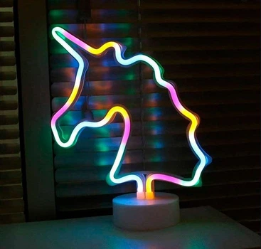 Неоновий світильник нічник Єдиноріг настільна декоративна Neon Decoration Lamp Unicorn кольоровий