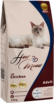 Полнорационный корм для взрослых кошек How Meow Adult Cat с курицей 15 кг (8681692300122)
